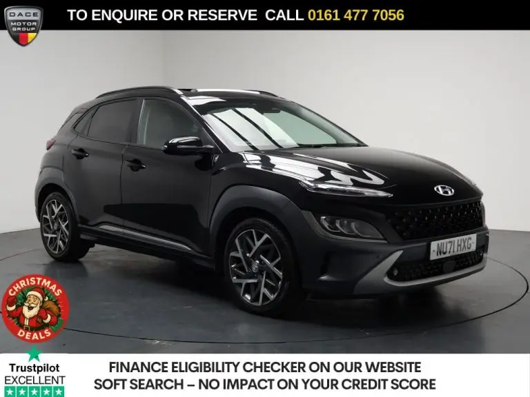 Used 2021 BLACK HYUNDAI KONA SUV 1.6 h-GDi Ultimate SUV 5dr Petrol Hybrid DCT Euro 6 (s/s) (141 ps) PETROL HYBRID (reg. 2021-09-11) (Automatic) for sale in Stockport
