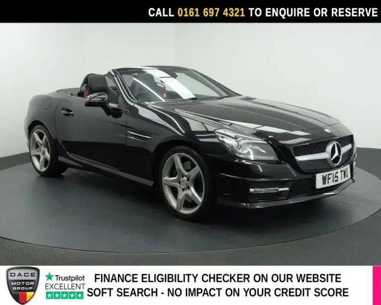 Used 2015 BLACK MERCEDES-BENZ SLK Convertible 1.8 SLK200 AMG Sport Convertible 2dr Petrol G-Tronic+ Euro 5 (s/s) (184 ps) PETROL (reg. 2015-03-31) (Automatic) for sale in Stockport