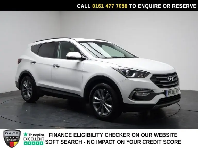 Used 2018 WHITE HYUNDAI SANTA FE SUV 2.2 CRDi Blue Drive Premium SUV 5dr Diesel Auto 4WD Euro 6 (s/s) (200 ps) DIESEL (reg. 2018-03-09) (Automatic) for sale in Stockport