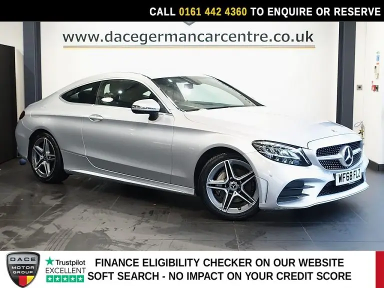 Used 2018 SILVER MERCEDES-BENZ C CLASS Coupe 1.5 C200 MHEV AMG Line Coupe 2dr Petrol G-Tronic+ Euro 6 (s/s) (198 ps) PETROL (reg. 2018-09-28) (Automatic) for sale in Stockport