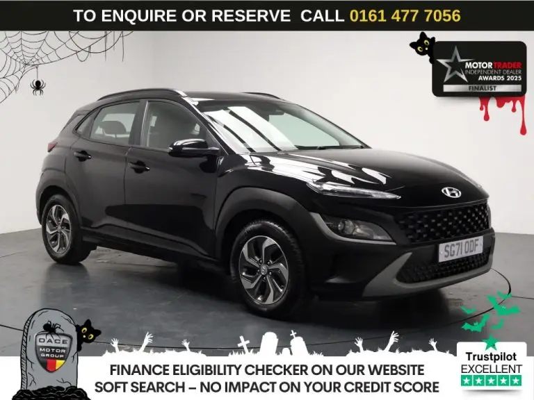 Used 2021 BLACK HYUNDAI KONA SUV 1.6 h-GDi SE Connect SUV 5dr Petrol Hybrid DCT Euro 6 (s/s) (141 ps) PETROL HYBRID (reg. 2021-09-01) (Automatic) for sale in Stockport