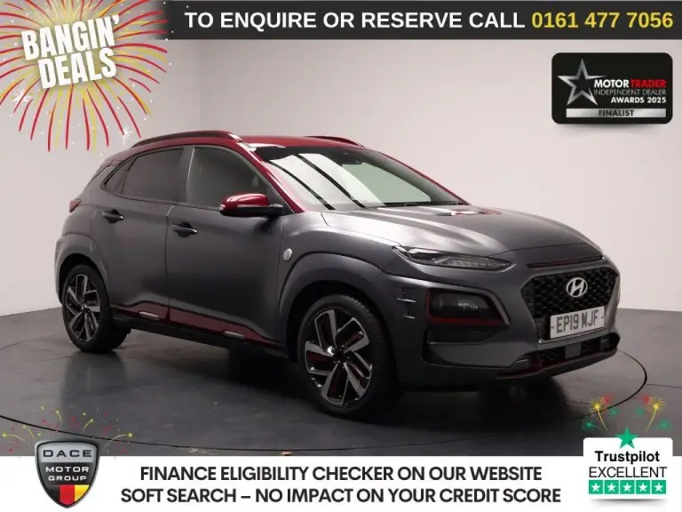 Used 2019 GREY HYUNDAI KONA SUV 1.6 T-GDi Iron Man Edition SUV 5dr Petrol DCT Euro 6 (s/s) (177 ps) PETROL (reg. 2019-07-17) (Automatic) for sale in Stockport