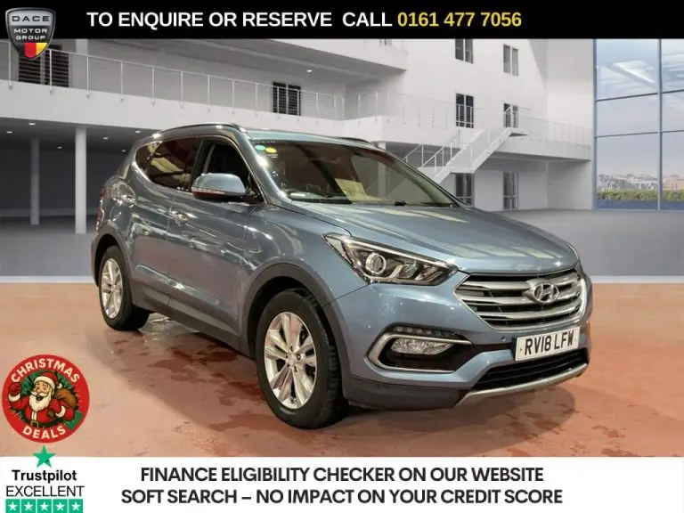 Used 2018 BLUE HYUNDAI SANTA FE SUV 2.2 CRDi Blue Drive Premium SUV 5dr Diesel Auto 4WD Euro 6 (s/s) (200 ps) DIESEL (reg. 2018-04-27) (Automatic) for sale in Stockport