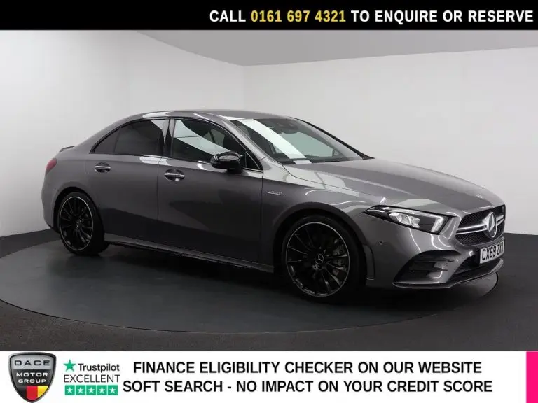 Used 2019 GREY MERCEDES-BENZ A CLASS Saloon 2.0 A35 AMG (Premium) Saloon 4dr Petrol SpdS DCT 4MATIC Euro 6 (s/s) (306 ps) PETROL (reg. 2019-11-20) (Automatic) for sale in Stockport
