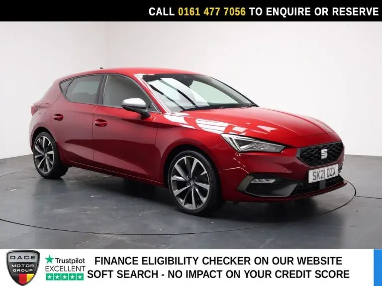 Used 2021 RED SEAT LEON Hatchback 1.5 eTSI MHEV FR Sport Hatchback 5dr Petrol Hybrid DSG Euro 6 (s/s) (150 ps) PETROL HYBRID (reg. 2021-03-03) (Automatic) for sale in Stockport